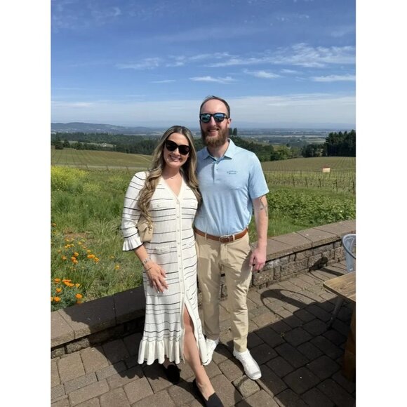 Sandro Striped Ruffled Wrap V-neck Knitted Long Dress Size 4 - Picture 11 of 12